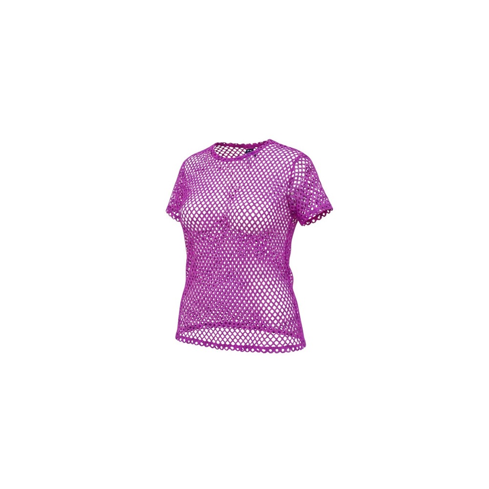 Rue21 Fishnet Mesh Top Womens L Purple NWT Sheer Short Sleeve Festival Tee